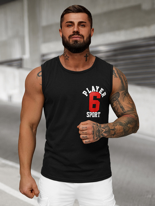 Ανδρικό αμάνικο μπλουζάκι mαύρος OZONEE JS/8B1717/3Z