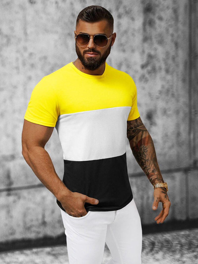 Ανδρικό μπλουζάκι kίτρινος OZONEE JS/8T90/1Z