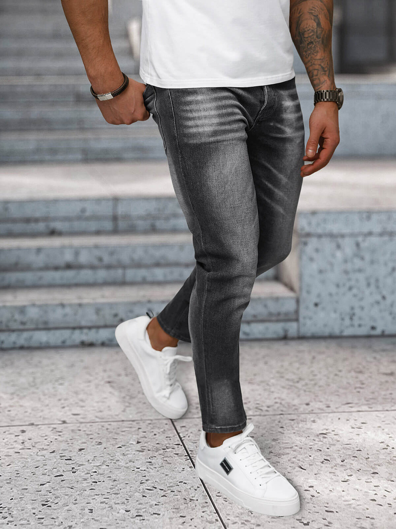 Ανδρικό τζιν παντελόνι γραφίτη OZONEE NB/MP0199GS