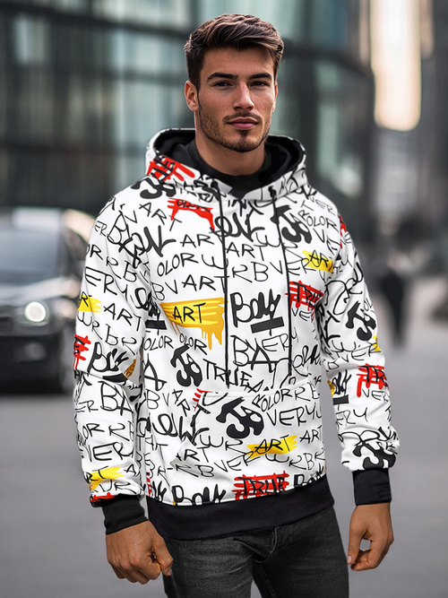 Ανδρικό Φούτερ με Kουκούλα λευκό OZONEE JS/8B1251/1Z