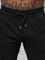 Ανδρικό παντελόνι chino jogger mαύρος OZONEE NB/MP0105NZ