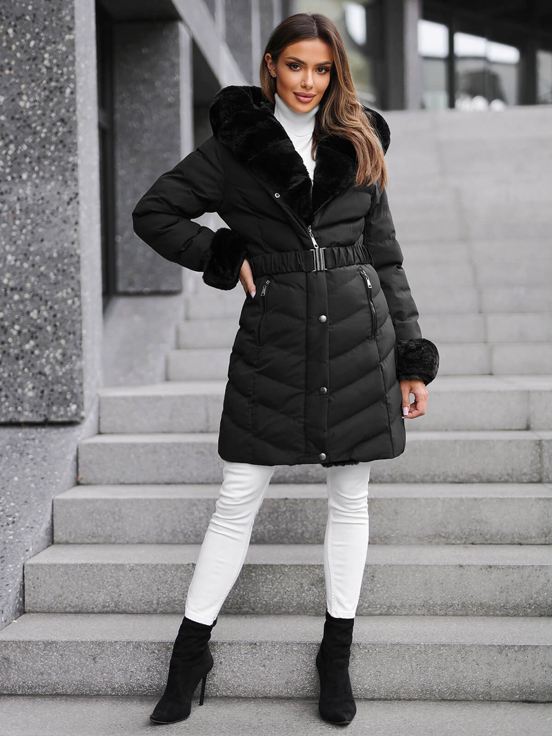 Γυναικείο μπουφάν μαύρο OZONEE JS/5M3156/392