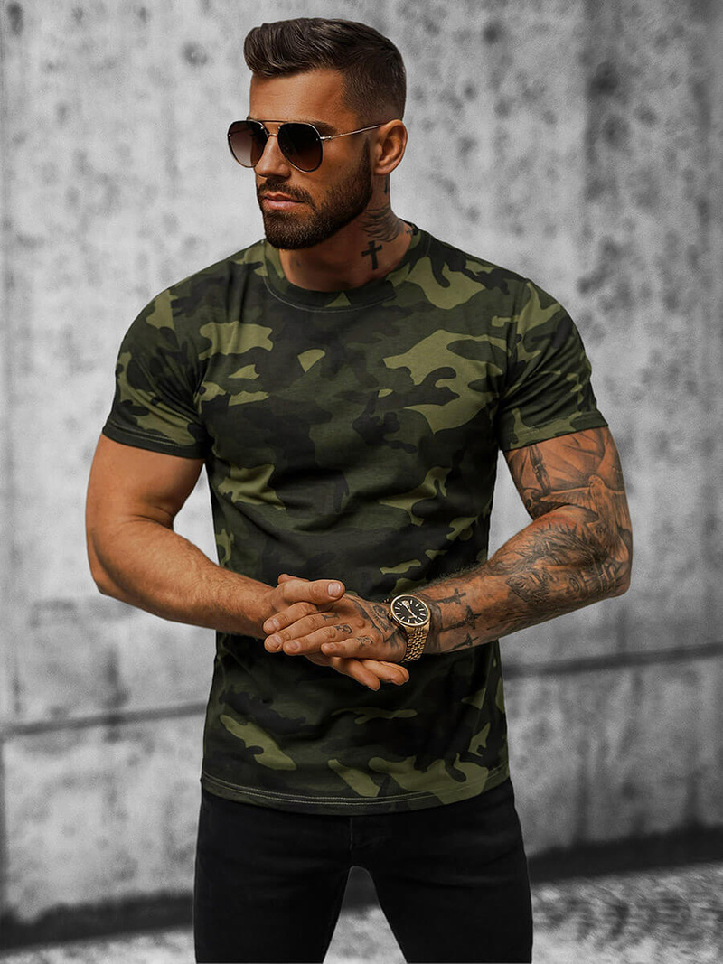 Ανδρικό μπλουζάκι Πράσινος-καμουφλάζ OZONEE JS/8T233/29