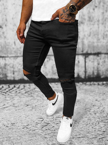 Ανδρικό τζιν παντελόνι mαύρος OZONEE E/5391/02