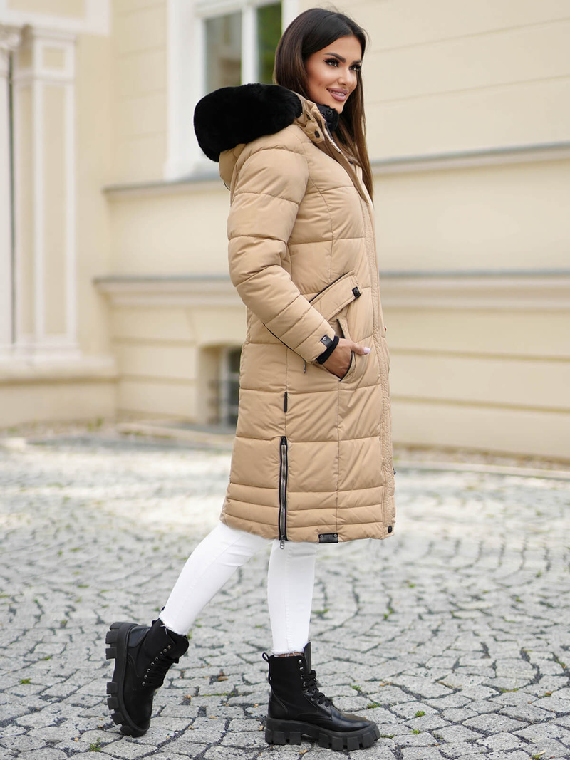 Γυναικείο μπουφάν μπεζ OZONEE O/W377Z