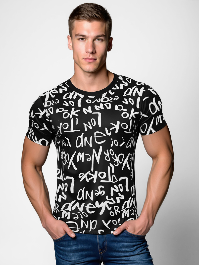 Ανδρικό μπλουζάκι μαύρο OZONEE O/T1268/3Z