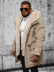 Ανδρικό χειμερινό μπουφάν μπεζ OZONEE JS/22M317/62