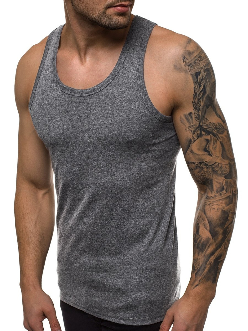 Ανδρικό αμάνικο μπλουζάκι σκούρο γκρι OZONEE JS/NB001