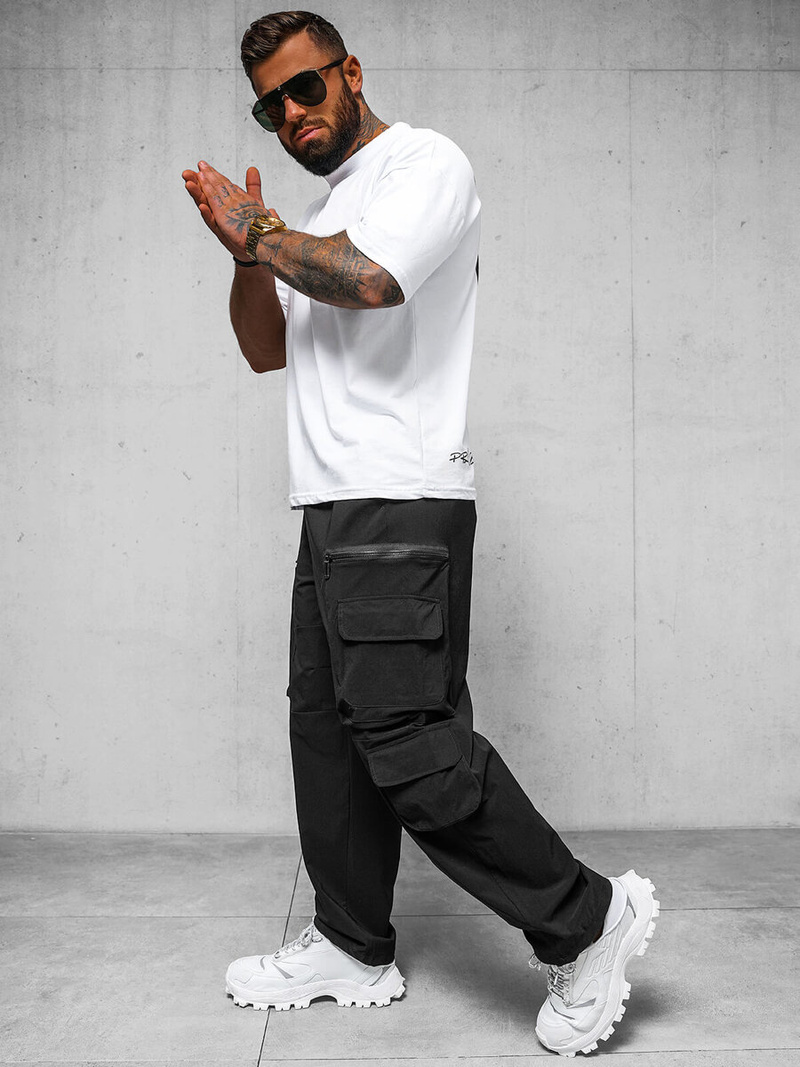 Ανδρικό παντελόνι mαύρος OZONEE O/PS5526