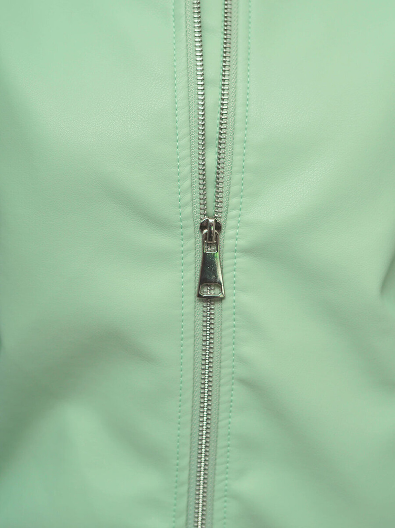 Γυναικείο δερμάτινο μπουφάν mέντα OZONEE O/G116Z