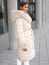 Γυναικείο παλτό mπεζ OZONEE JS/5M3160/254Z