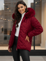 Γυναικείο μπουφάν μπορντό OZONEE JS/16M9296/06Z