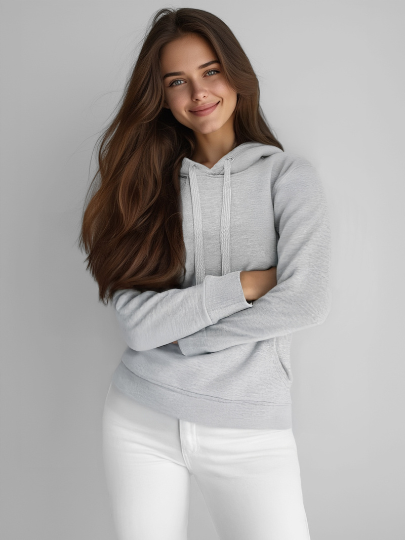 Γυναικείο φούτερ με κουκούλα γκρι OZONEE JS/W02Z