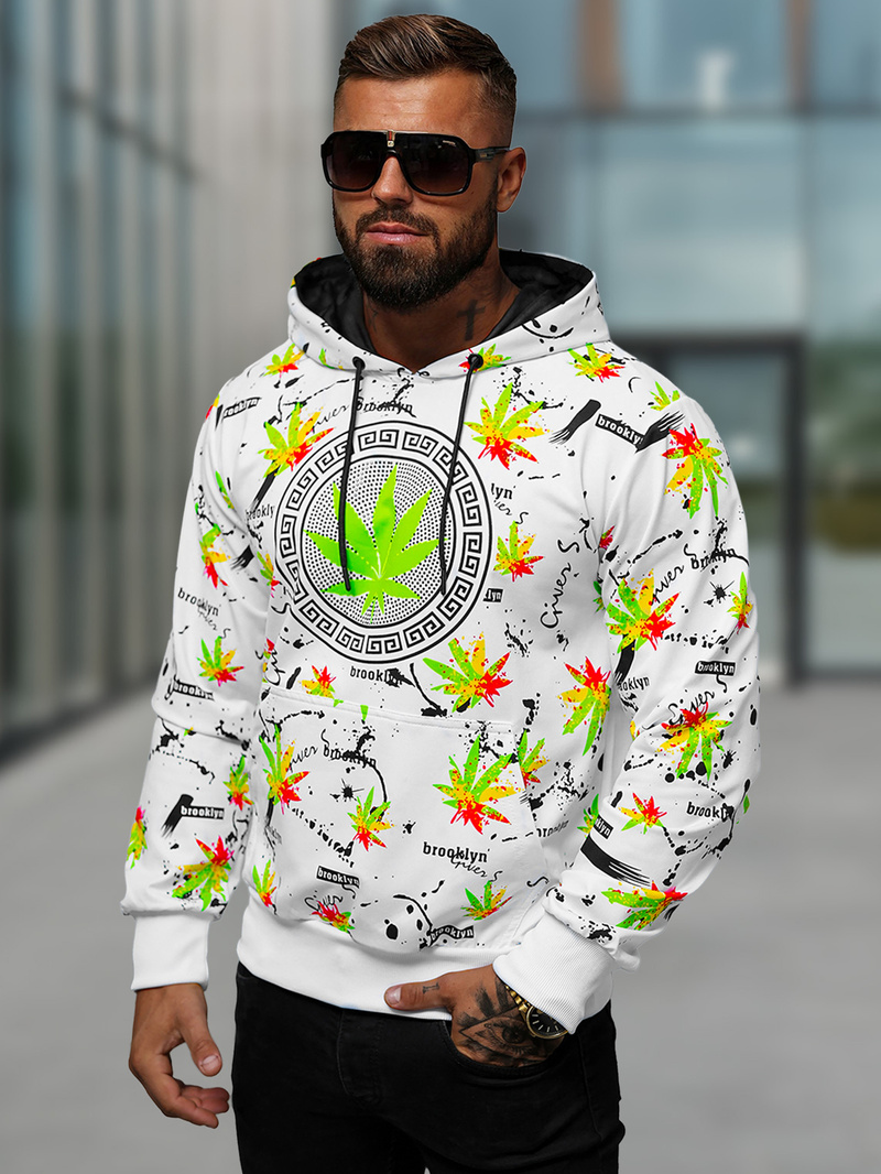 Ανδρικό Φούτερ με Κουκούλα λευκό OZONEE O/HM650Z