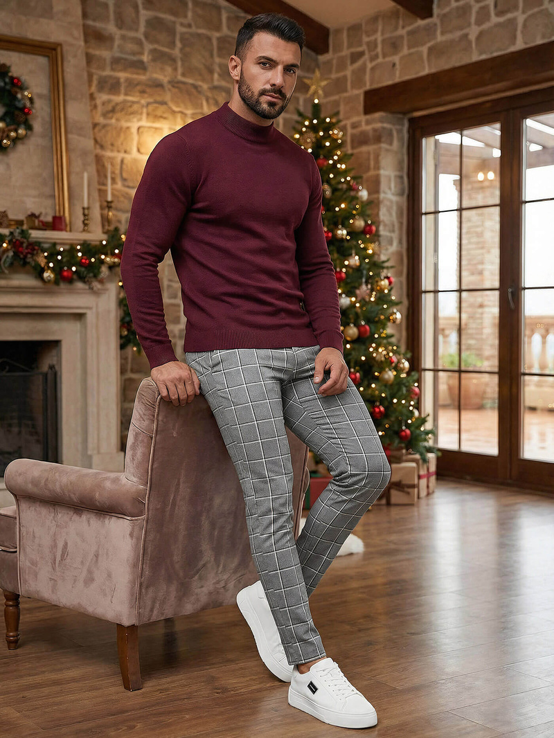 Ανδρικό παντελόνι chino σκούρο-γραφίτη OZONEE DJ/5522Z