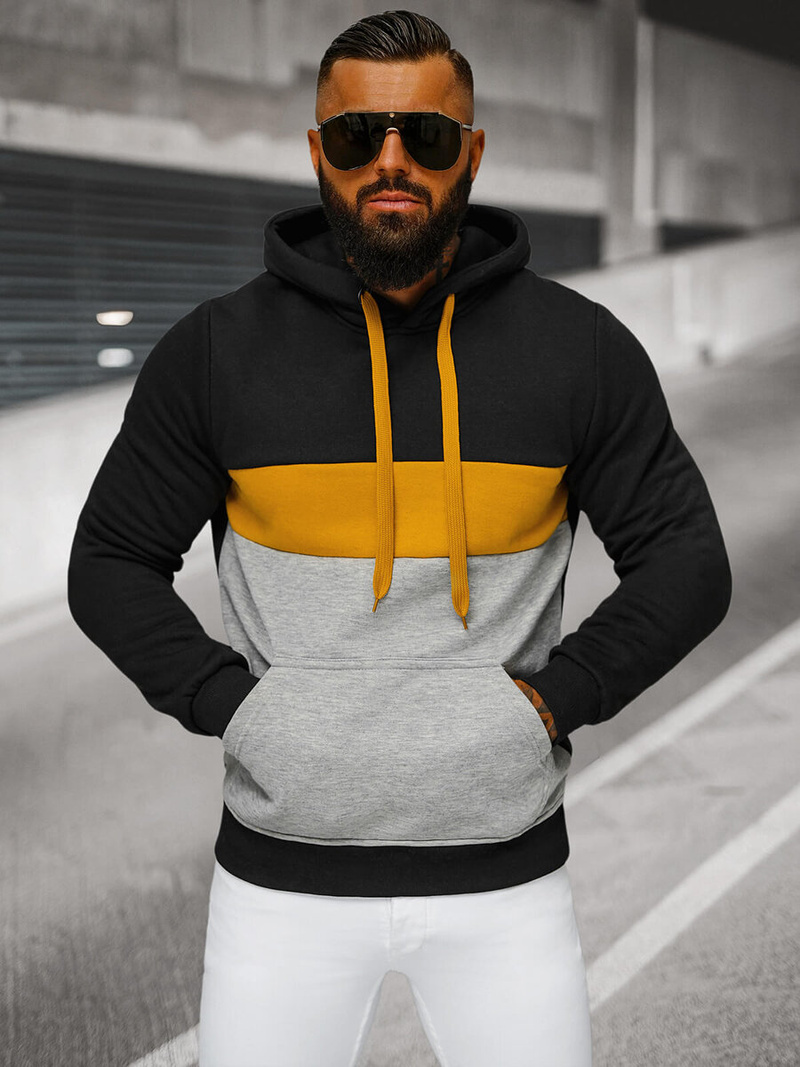 Ανδρικό Φούτερ με Κουκούλα μαύρο OZONEE JS/8B1320/3