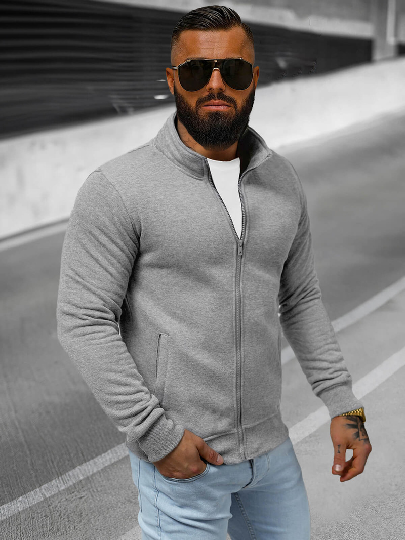 Ανδρικό φούτερ με φερμουάρ γκρι OZONEE JS/2002Z