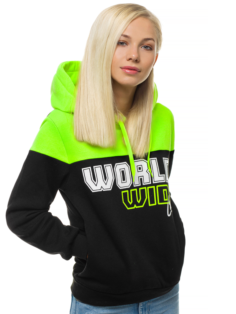 Γυναικείο φούτερ με κουκούλα μαύρο OZONEE JS/KSW2006