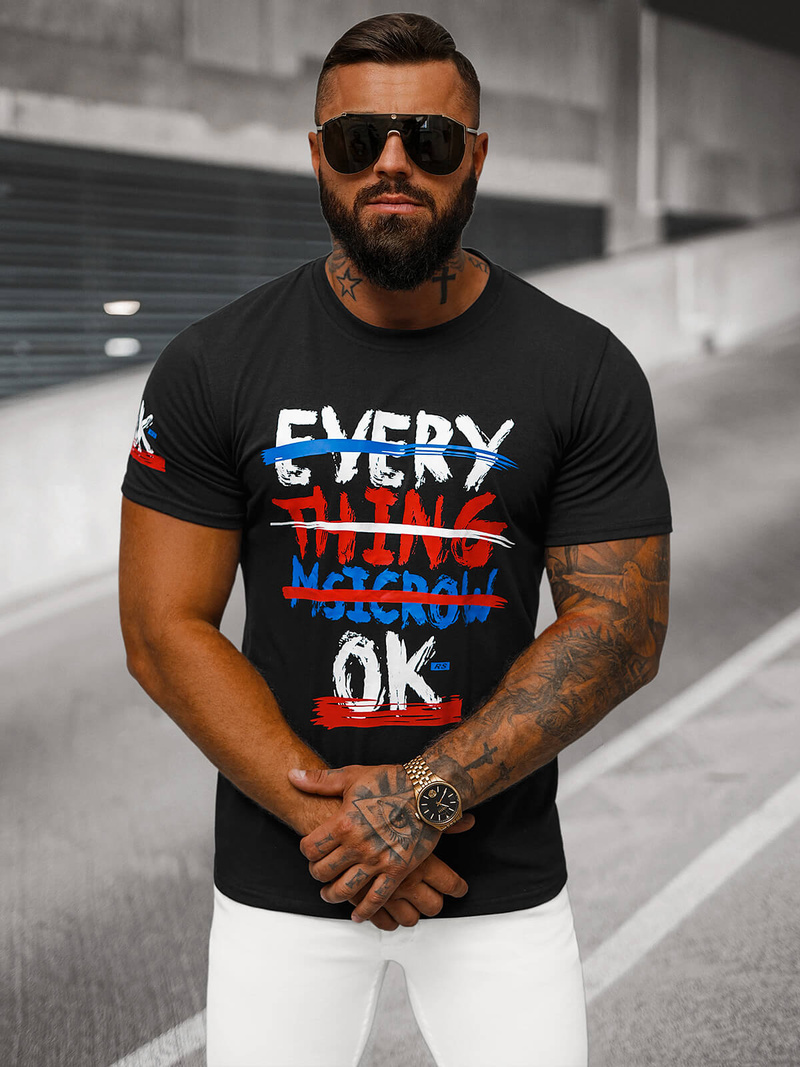 Ανδρικό μπλουζάκι μαύρο OZONEE O/8T1266/3