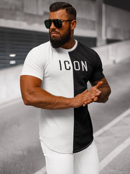 Ανδρικό μπλουζάκι Λευκό και μαύρο OZONEE O/7776T