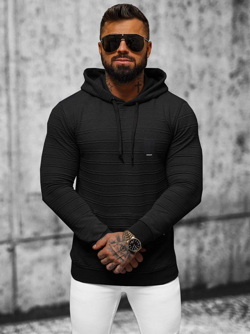 Ανδρικό Φούτερ με Κουκούλα μαύρο OZONEE O/TB2272