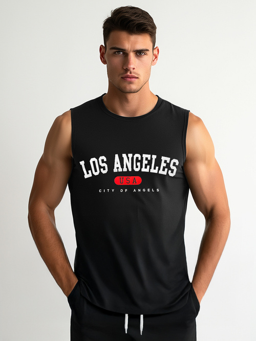 Ανδρικό αμάνικο μπλουζάκι mαύρος OZONEE JS/8B1715/3