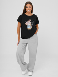 Γυναικείο μπλουζάκι μαύρο OZONEE JS/95T2573/3