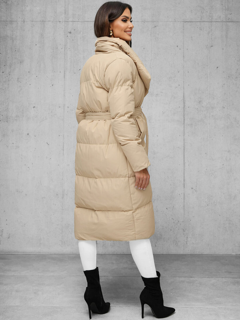 Γυναικείο χειμερινό μπουφάν mπεζ OZONEE JS/M737/62Z