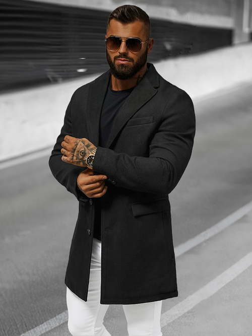 Ανδρικό παλτό μαύρο OZONEE JB/1047Z