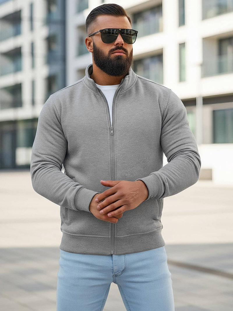 Ανδρικό φούτερ με φερμουάρ γκρι OZONEE JS/2002Z