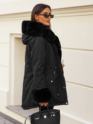 Γυναικείο χειμερινό μπουφάν mαύρος OZONEE JS/16M9062/392Z