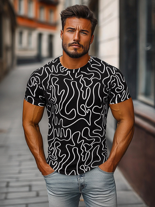 Ανδρικό μπλουζάκι μαύρο OZONEE JS/8T1198/3Z