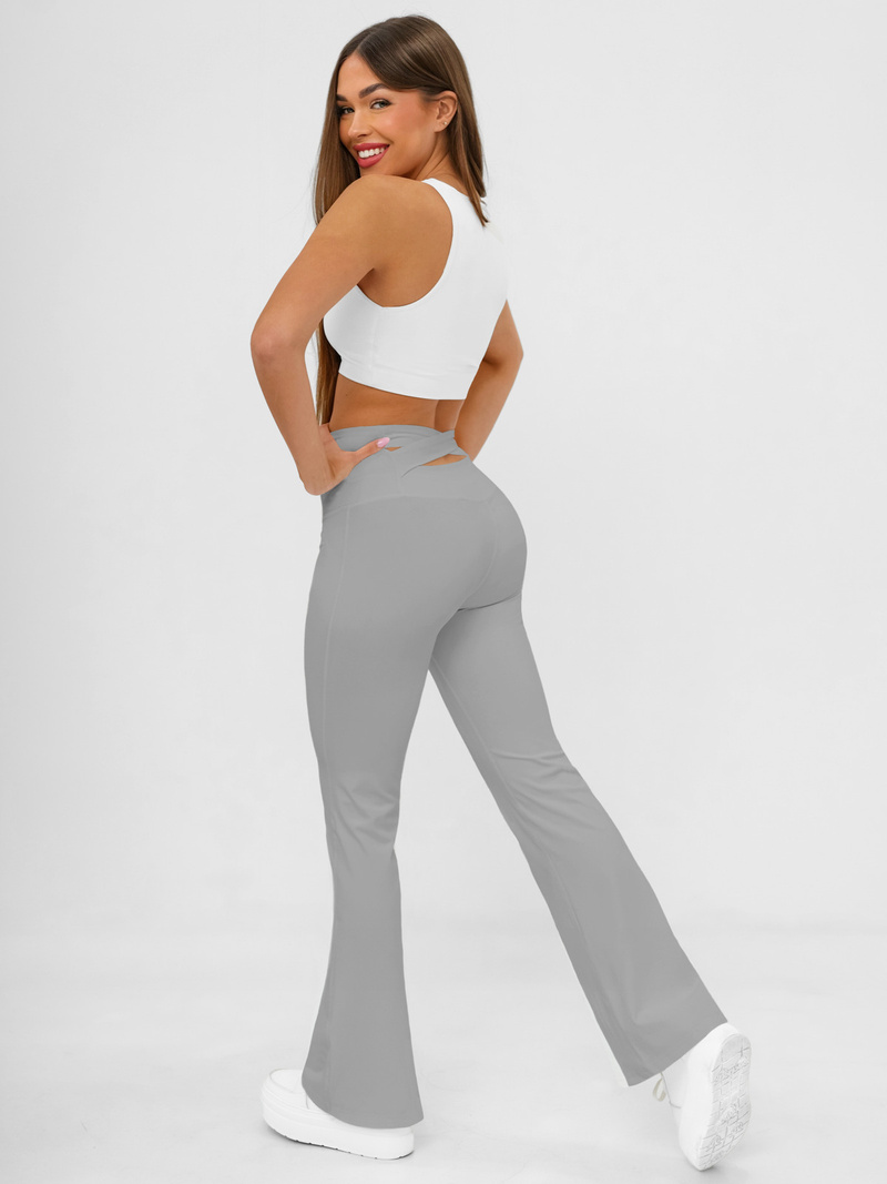 Γυναικείο κολάν με φαρδιά πόδια γκρι OZONEE JS/17K587/5