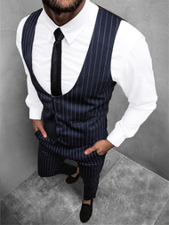 Ανδρικό σετ φόρμας - Γιλέκο και παντελόνι chino ναυτικό μπλε OZONEE DJ/5603