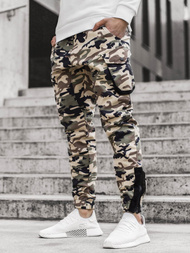 Ανδρικό παντελόνι jogger μπεζ-καμουφλάζ OZONEE A/705