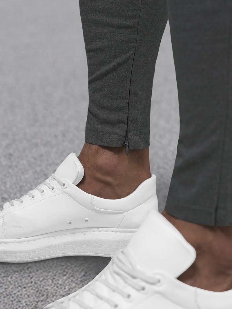 Ανδρικό παντελόνι chino γραφίτη OZONEE DJ/3300