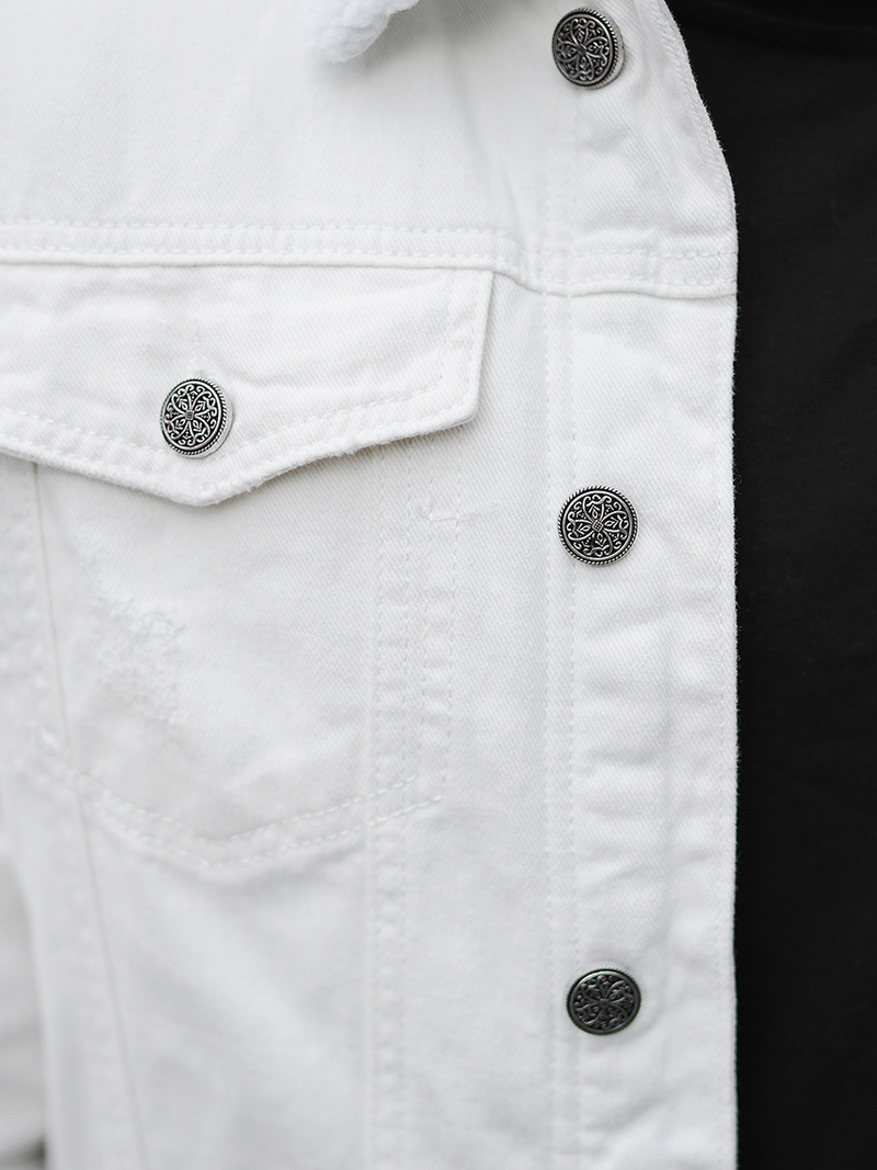 Ανδρικό τζιν μπουφάν σέρπα λευκό OZONEE NB/MJ541Z