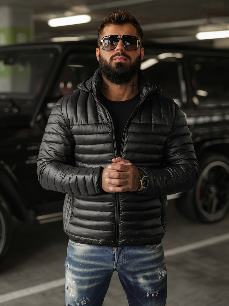 Ανδρικό μπουφάν mαύρος OZONEE JS/16M9336/392BZ