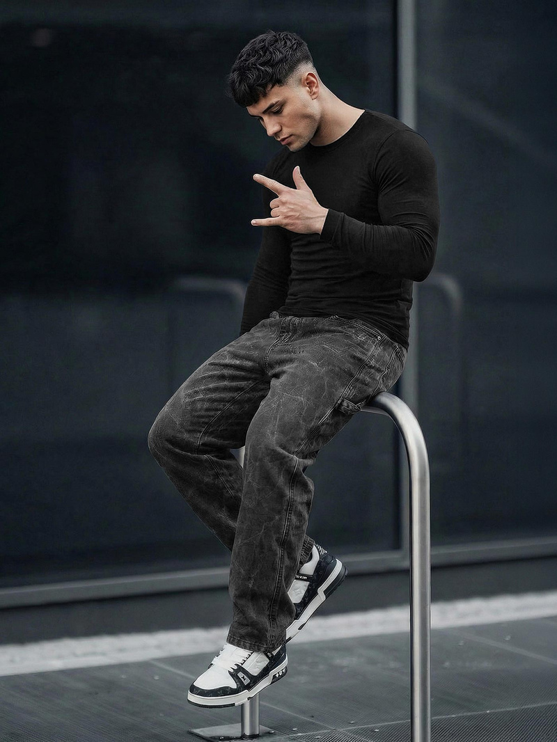 Ανδρικό τζιν παντελόνι γραφίτη OZONEE O/KK2828/5Z