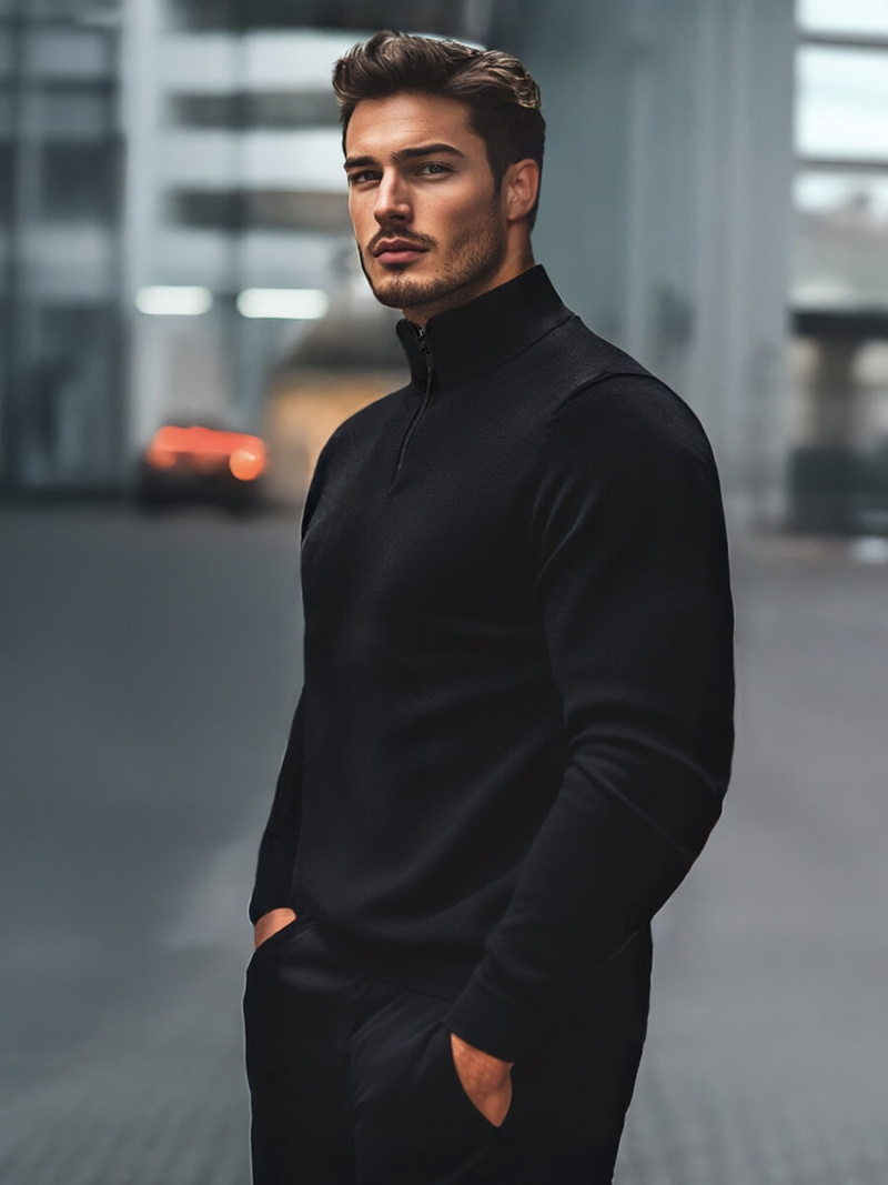 Ανδρικό πουλόβερ μαύρο OZONEE NB/MM6007/4Z