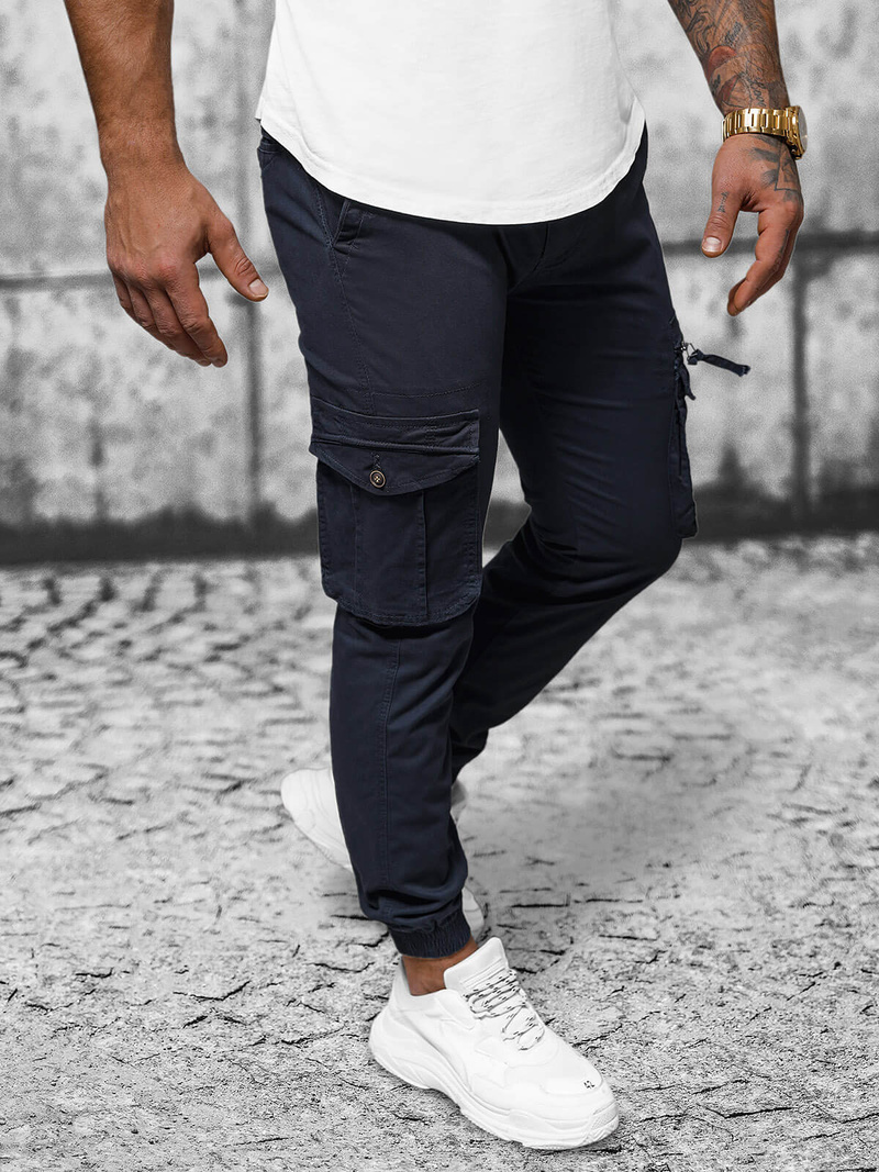 Ανδρικό παντελόνι chino jogger ναυτικό μπλε OZONEE NB/MP0201BS
