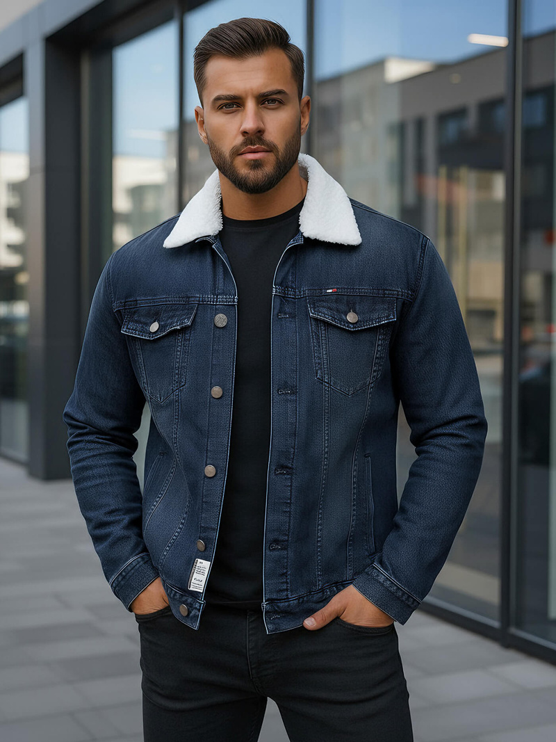 Ανδρικό τζιν μπουφάν σέρπα ναυτικό μπλε OZONEE NB/MJ517BSZ