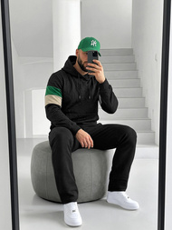 Ανδρικό Φούτερ με Κουκούλα μαύρο OZONEE JS/3B578