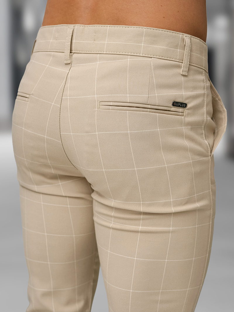 Ανδρικό παντελόνι chino μπεζ OZONEE DJ/5505Z