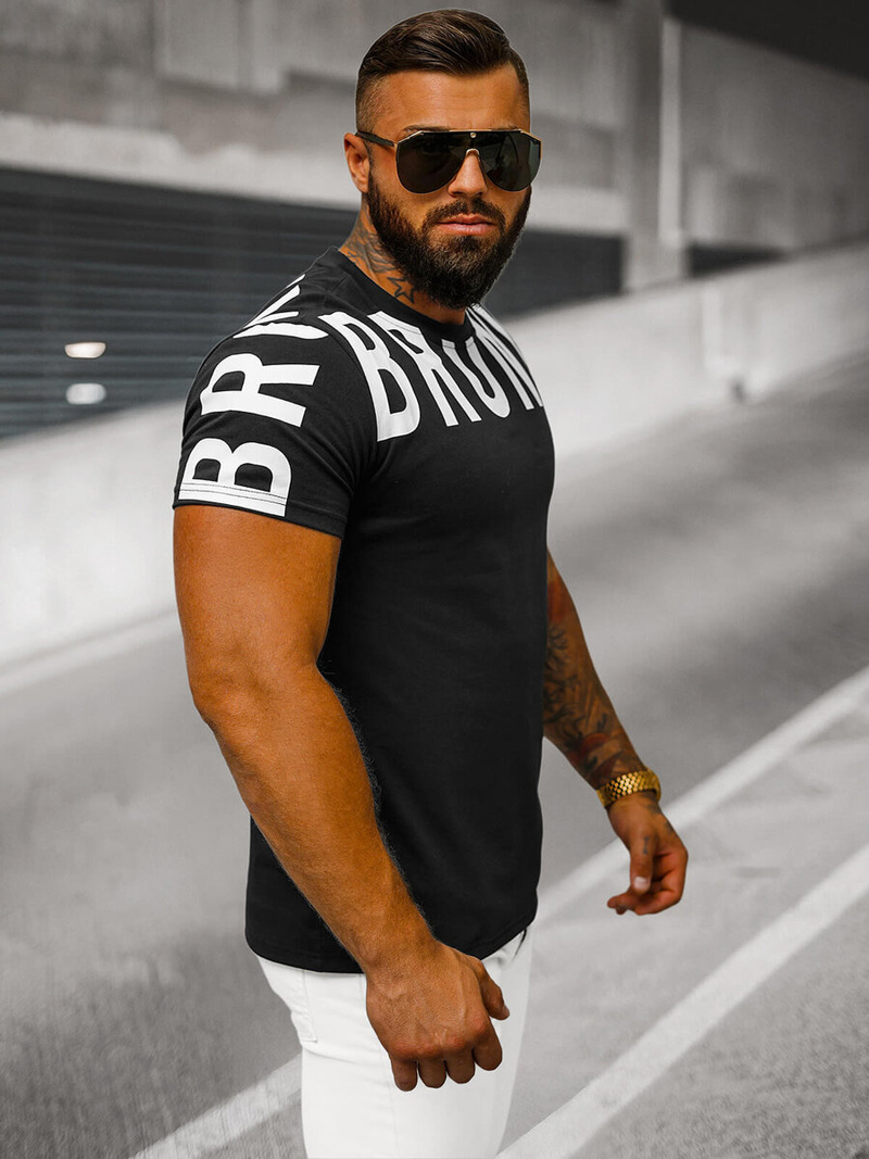 Ανδρικό μπλουζάκι μαύρο OZONEE O/8T1265/3