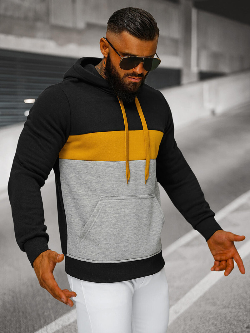 Ανδρικό Φούτερ με Κουκούλα μαύρο OZONEE JS/8B1320/3