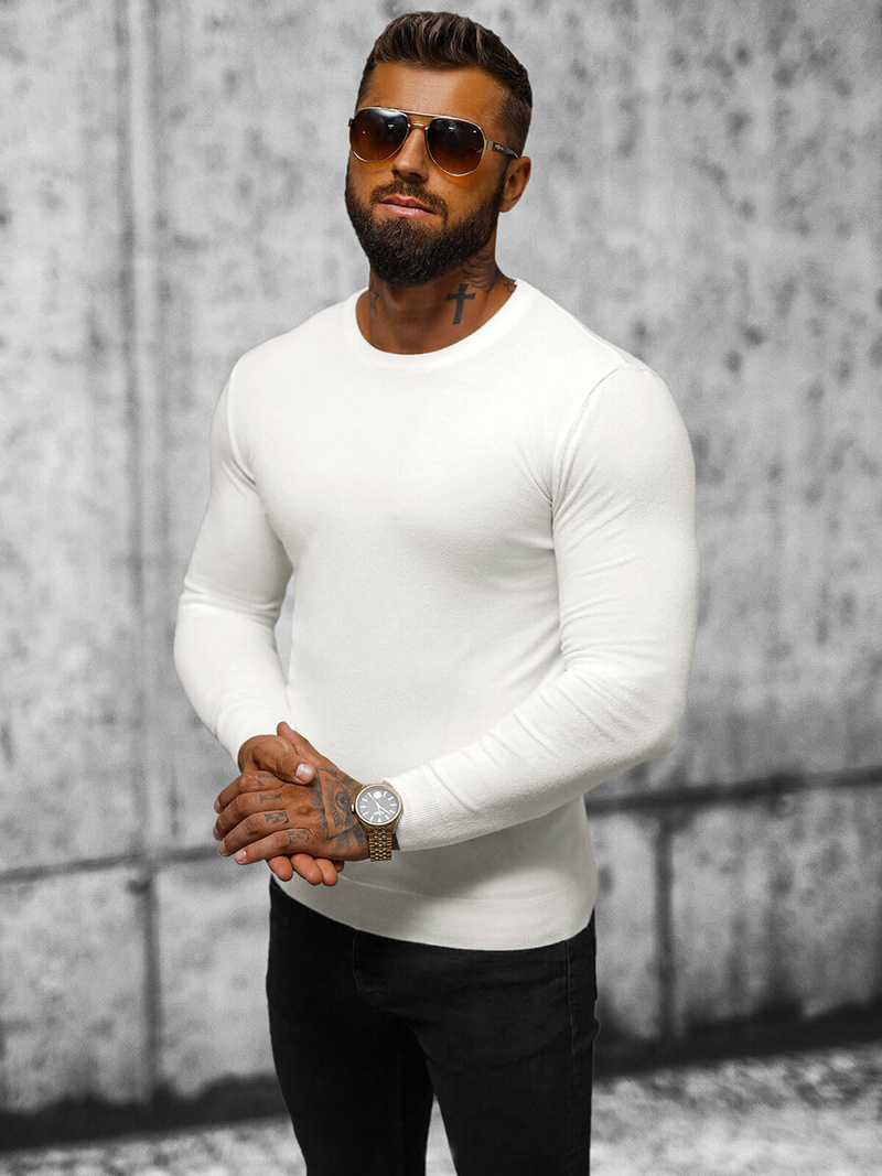 Ανδρικό πουλόβερ λευκό OZONEE NB/MMB602/1Z