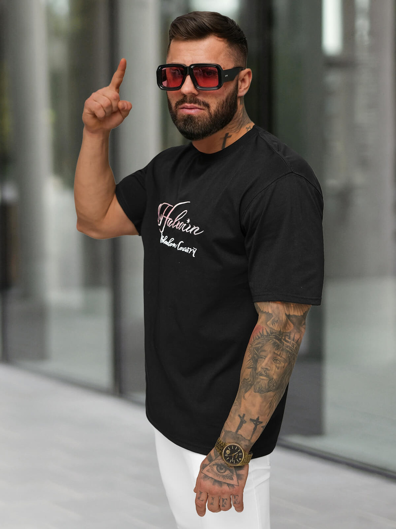 Ανδρικό μπλουζάκι μαύρο OZONEE O/YN2/632