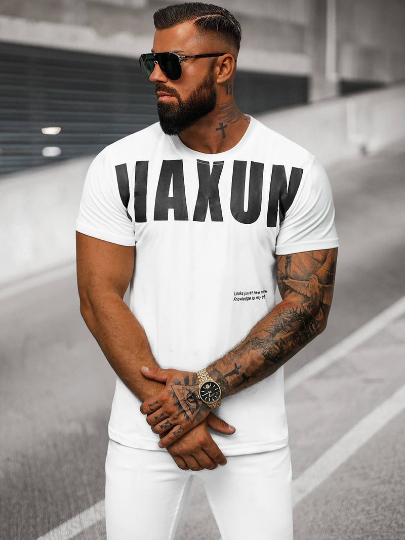 Ανδρικό μπλουζάκι λευκό OZONEE O/T1279/1