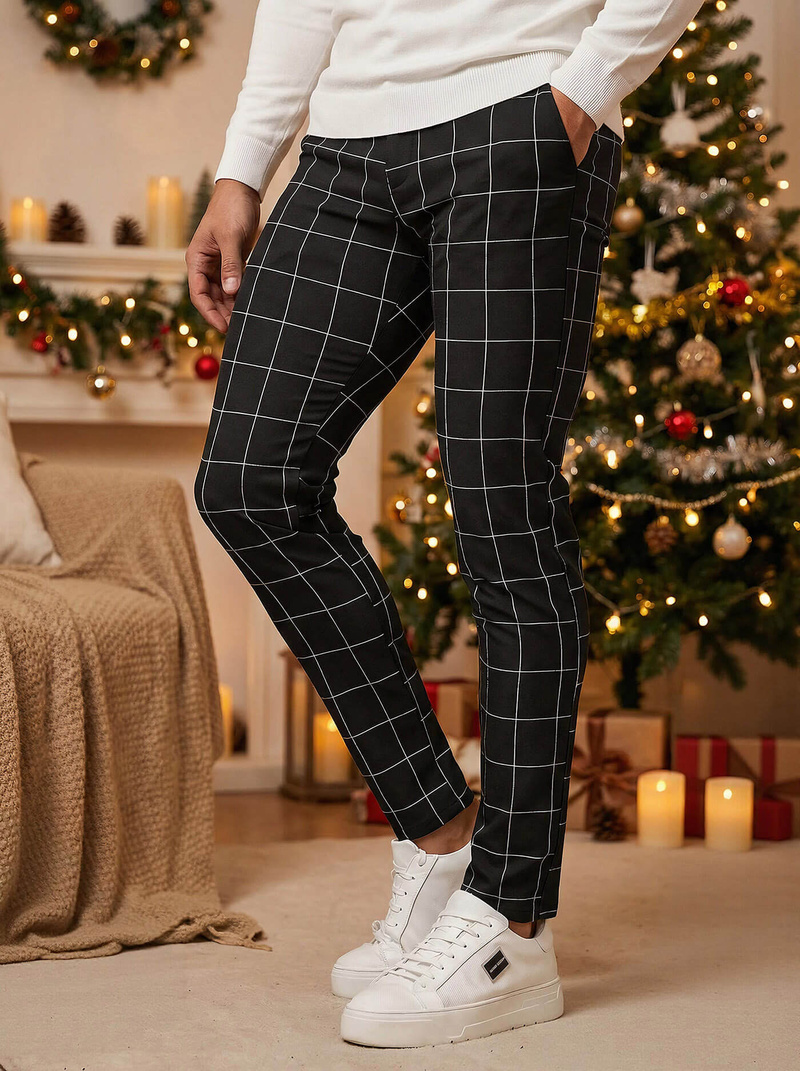 Ανδρικό παντελόνι chino μαύρο OZONEE DJ/5505Z